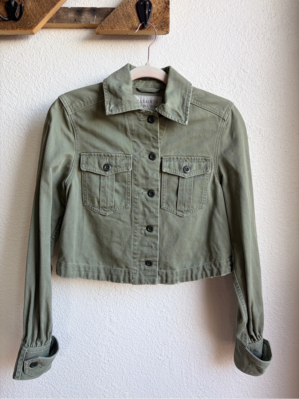All Saints Maisy Herringbone Twill Military Cropped Jacket 4